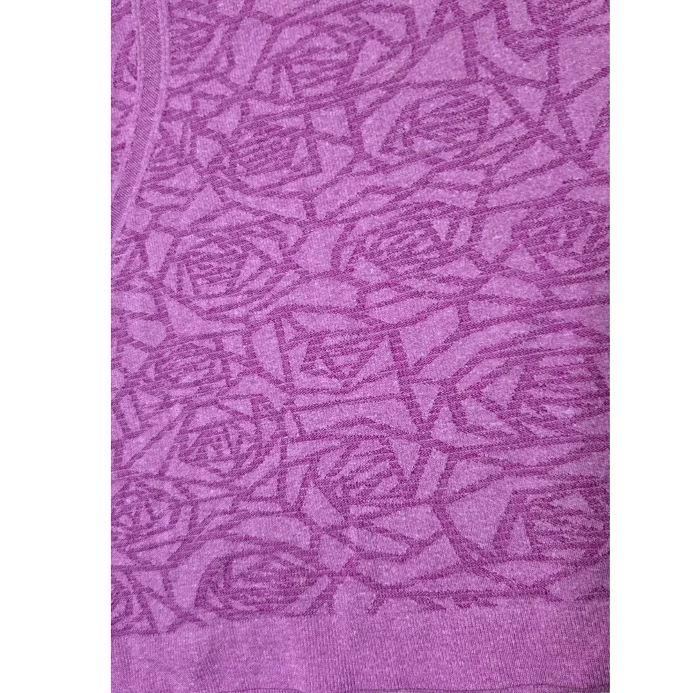 Lululemon Tech Short Sleeve Shirt Size 10 Purple Rose Print Athletic Top